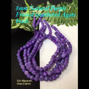 8mm Natural Purple Frosted Weathered Agate beads (est 48pcs)