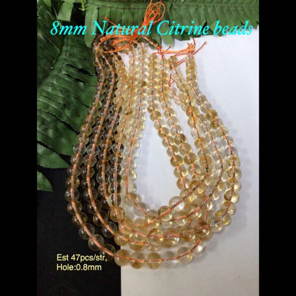 8mm Natural Citrine beads (est 47pcs)