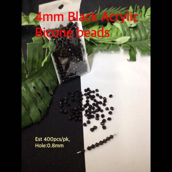 4mm Black Acrylic Bicone beads (est 400pcs)