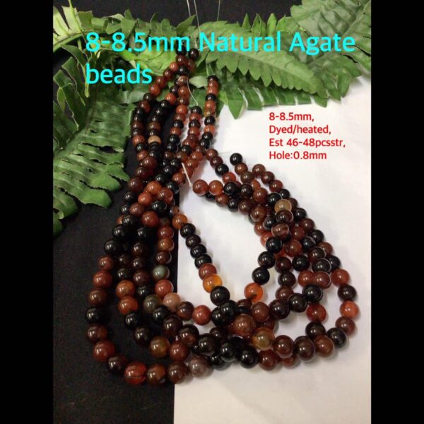 8mm Natural red/Black Agate beads (est 46-48pcs)