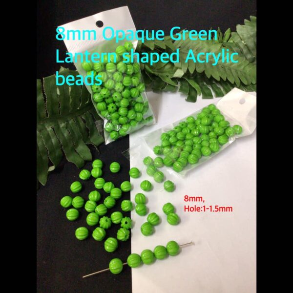 8mm Opaque Green Lantern Shaped Acrylic beads (est 100pcs)