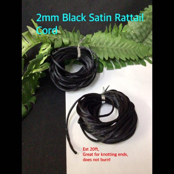 2mm Black Satin Rattail cord (est 20ft)