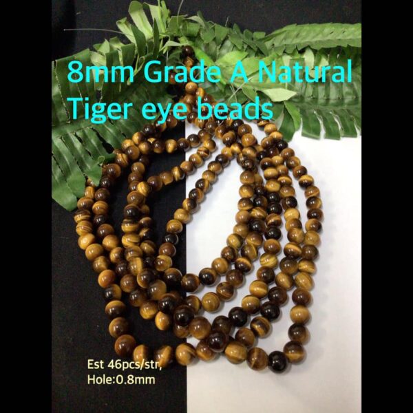 8mm Natural Tiger eye beads (Grade A) (est 46-47pcs)