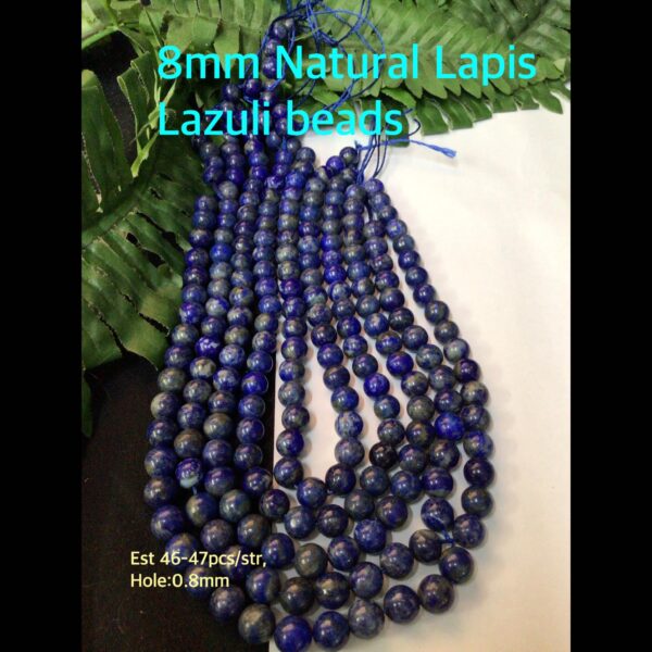 8mm Natural Lapis Lazuli beads (est 46-47pcs)