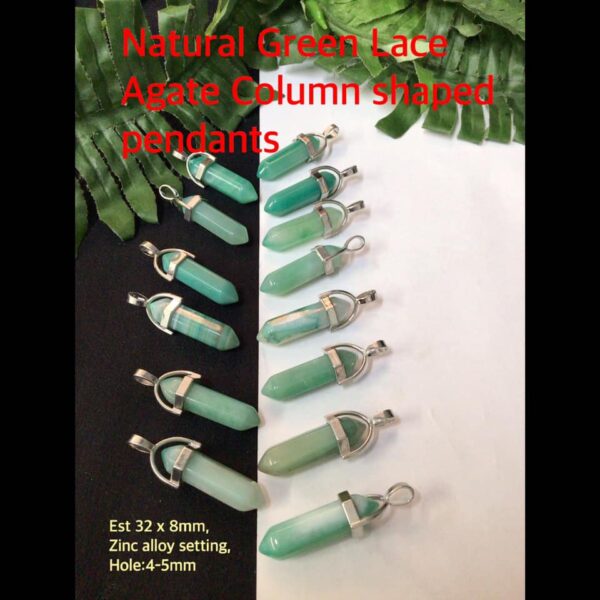 Natural Green Lace Agate Column pendants