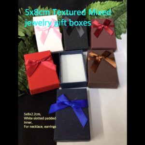 5x8cm Textured Mixed Jewelry gift boxes with satin bow (6pcs)