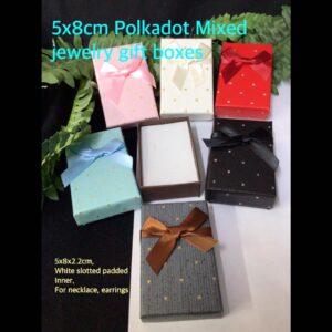 5x8cm Polkadot Mixed Jewelry gift boxes with satin bow (6pcs)