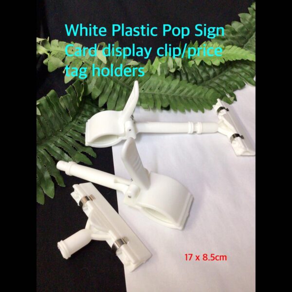 White Plastic Pop Sign Card Display clip/price tag holders