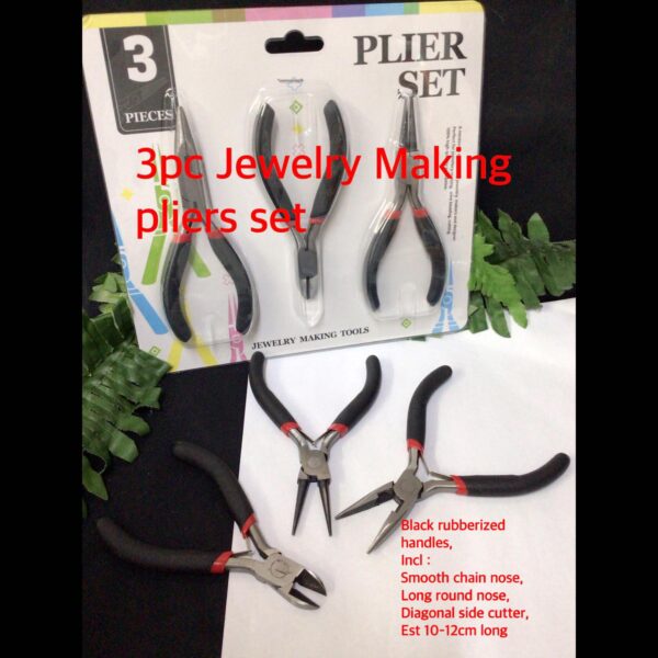 3pc Jewelry Making Pliers set (black , smooth)