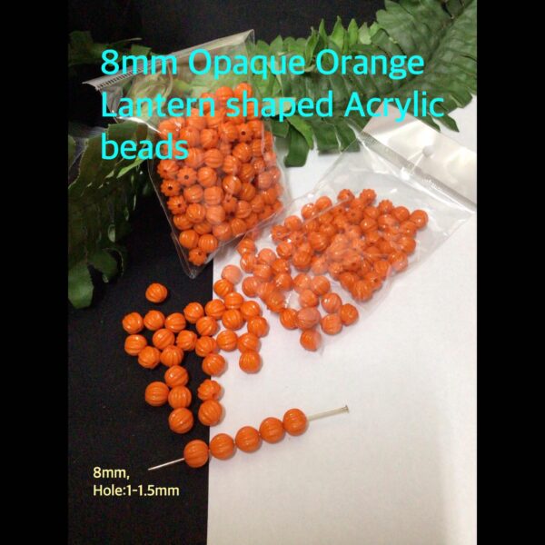 8mm Opaque Orange Lantern Shaped Acrylic beads (est 100pcs)