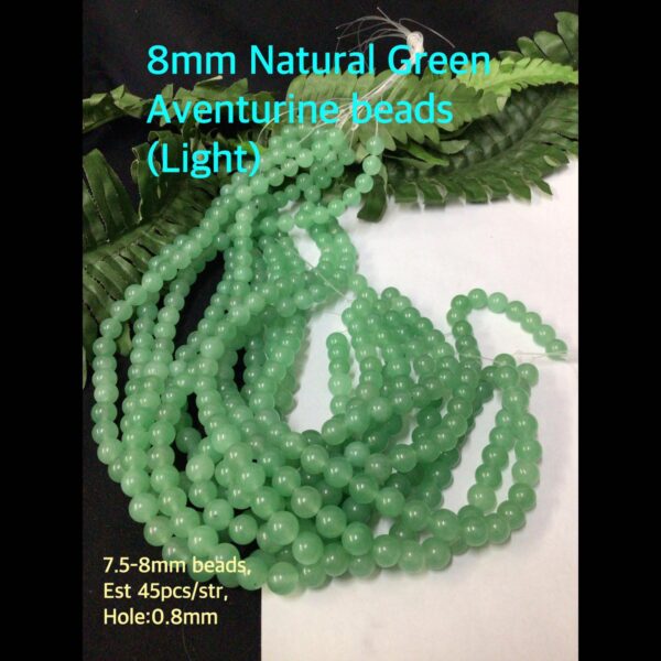 8mm Natural Green Aventurine beads (light, est 45pcs)