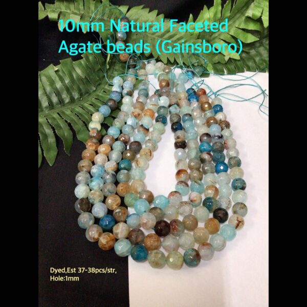 10mm Natural Faceted Agate beads (Gainsboro) (est 37-38pcs/str)