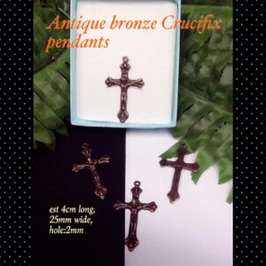 4cm Antique bronze Crucifix pendants (3pcs)