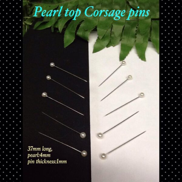 37mm Pearl iron top corsage pins (est 40pcs)