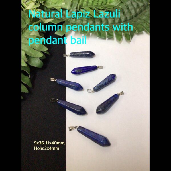 Natural Lapis Lazuli Column pendants with pendant bail