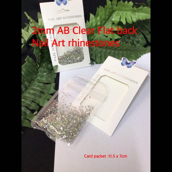 2mm AB Clear Flat Back Nail Art Rhinestones