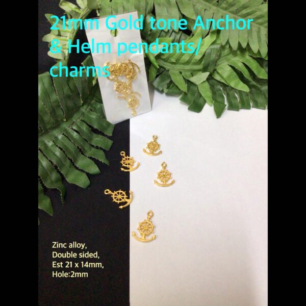 21mm Gold tone Anchor/Helm charms/pendants (5pcs)