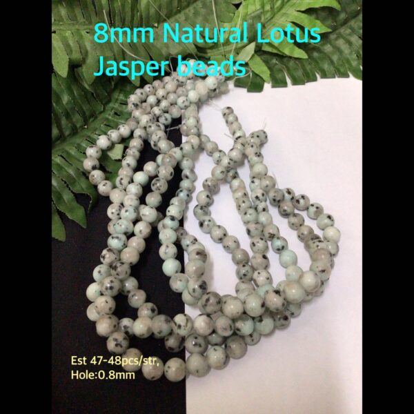 8mm Natural Lotus Jasper beads (est 47-48pcs)