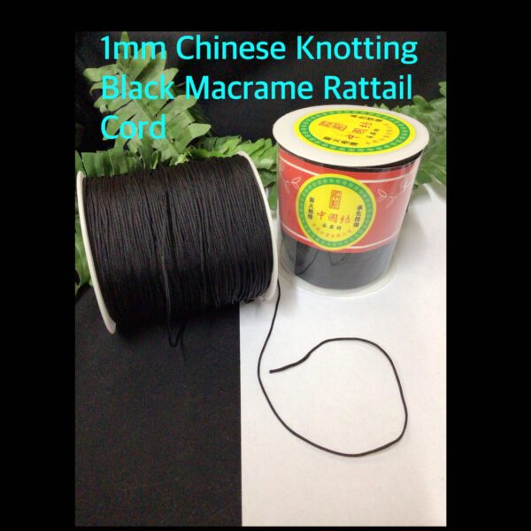 1mm Chinese Knotting Black Macrame Rattail cord 30% large rolls!