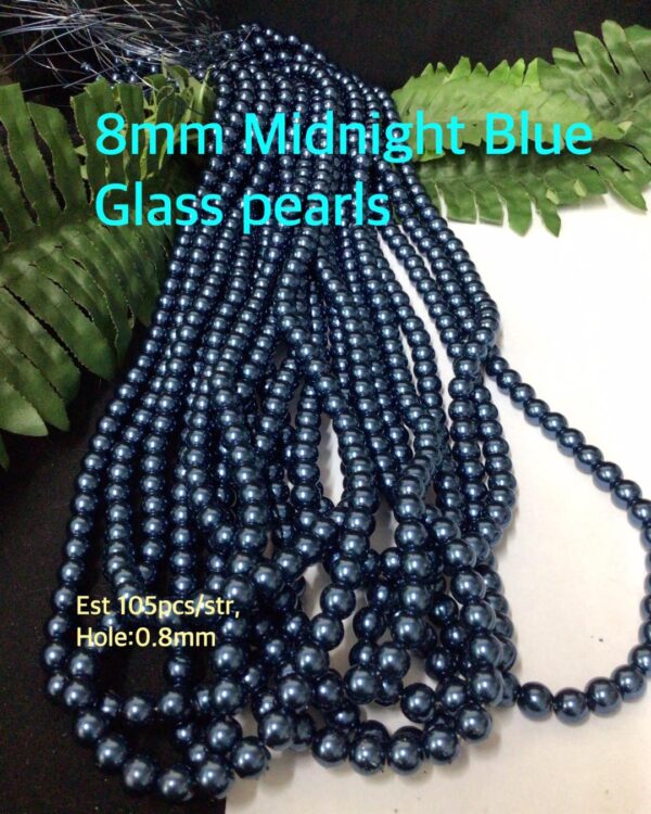 8mm Midnight Blue glass pearls (est 105pcs)