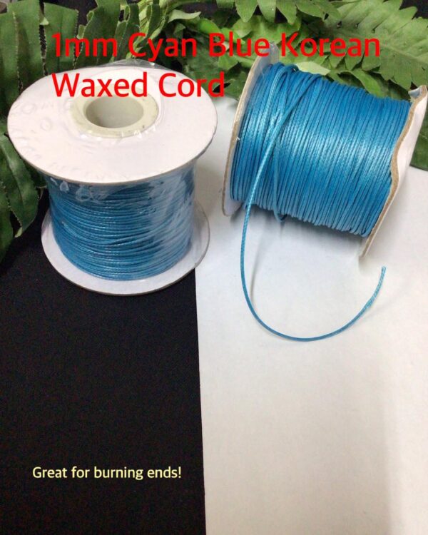 1mm Cyan Blue Korean Waxed cord 20% off large rolls!