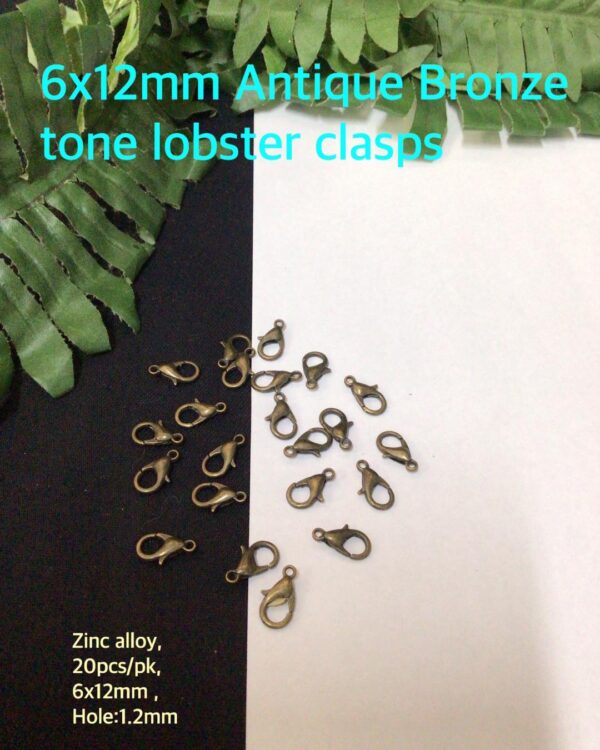 6x12mm Antique Bronze tone Lobster clasps (20pcs)