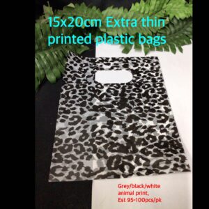 15x20cm Extra Thin Printed Plastic bags (est 95-100pcs) grey/Black/White animal print