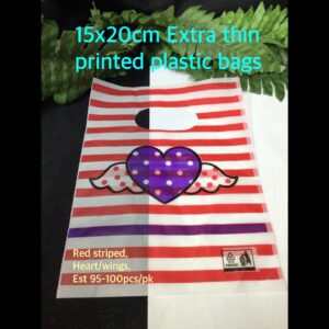 15x20cm Extra Thin Printed Plastic bags (est 95-100pcs)