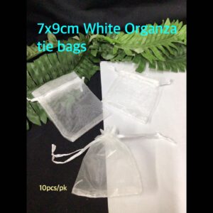 7x9cm White Organza tie bags (10pcs)