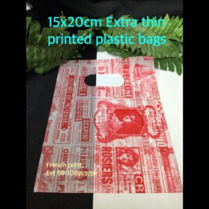 15x20cm Extra Thin Printed Plastic bags (est 95-100pcs) French print
