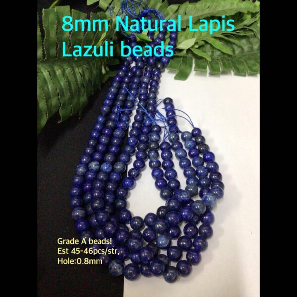 8mm Natural Lapis Lazuli beads (est 45-46pcs) Gr A!