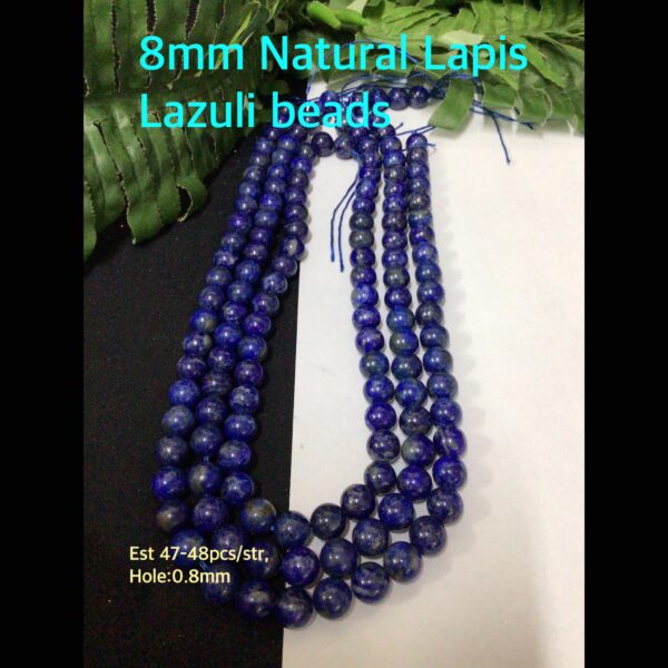 8mm Natural Lapis Lazuli beads (est 47-48pcs)