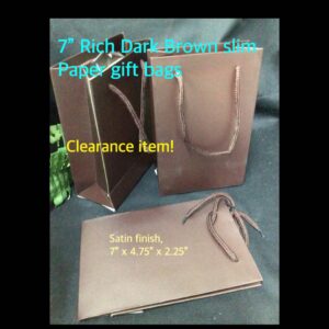 7" Dark Brown Slim Paper gift bags (3pcs)