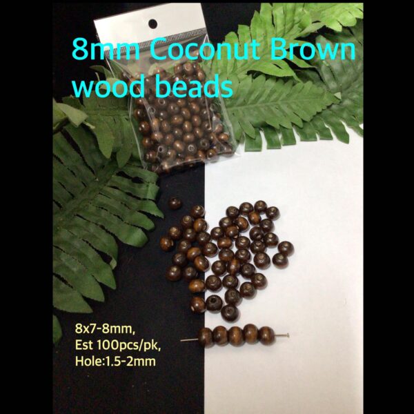 8mm Coconut Brown wood beads (est 100pcs)