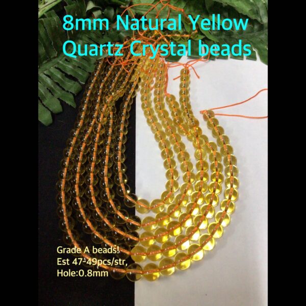 8mm Natural Yellow Quartz Crystal beads