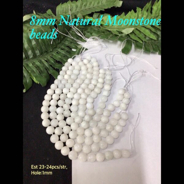 8mm Natural Moonstone beads (est 23-24pcs)