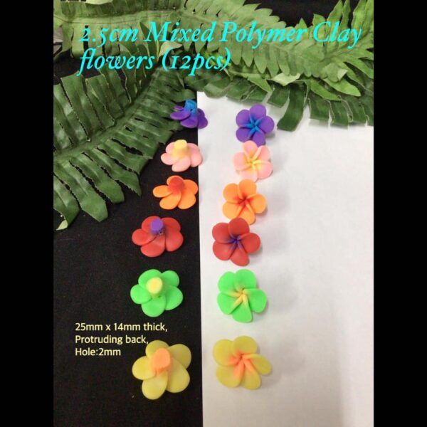 2.5cm Mixed Polymer Clay Flowers (12pcs)