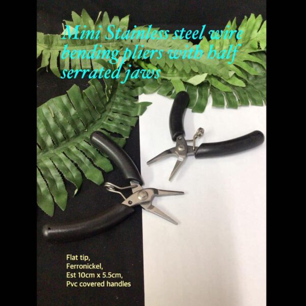 Mini Stainless Steel wire bending pliers with half serrated jaws