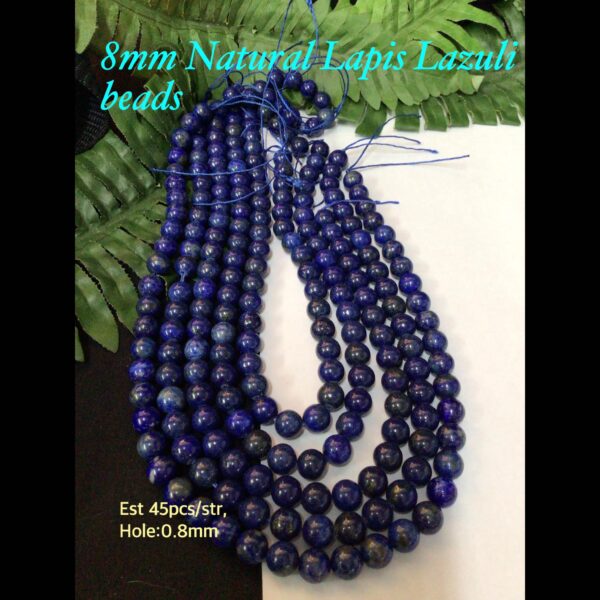 8mm Natural Lapis Lazuli beads (est 45pcs)