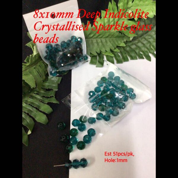 8x10mm Deep Indicolite Crystallised Sparkle glass beads (est 51pcs)