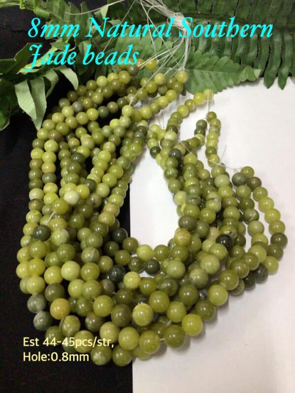 8mm Natural Southern Jade beads (est 44-45pcs)