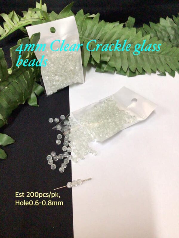 4mm Clear Crackle glass beads (est 200pcs)