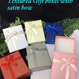 7x9cm Rhombus Grid textured Gift boxes with satin bow (6 mixed pcs)