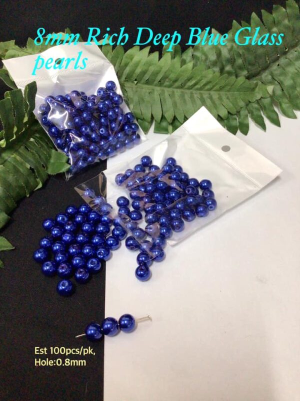 8mm Rich Deep Blue Glass pearls (est 100pcs)