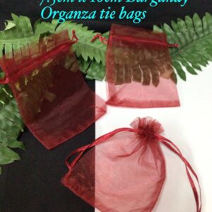 7.5cm x 10cm Burgundy organza tie bags (10pcs)