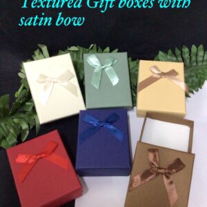 7x9cm Wood Grain textured Gift boxes with satin bow (6 mixed pcs)