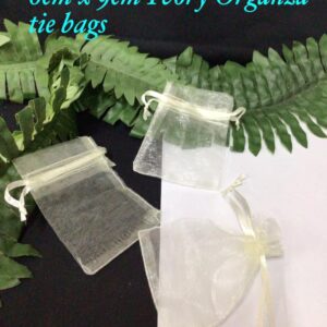 6cm x 9cm Ivory organza tie bags (10pcs)