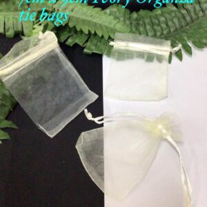 7cm x 9cm Ivory organza tie bags (10pcs)