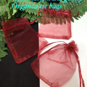9cm x 11.5cm Burgundy organza tie bags (10pcs)