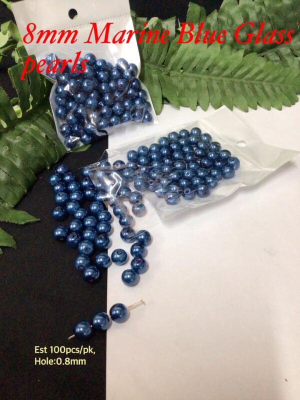 8mm Marine Blue Glass pearls (est 100pcs)